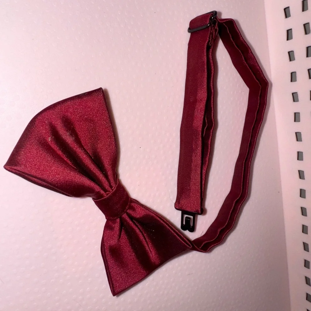 Pre Tied Kids Toddler Adjustable Bow Tie Burgundy Maroon Wedding Party Boys